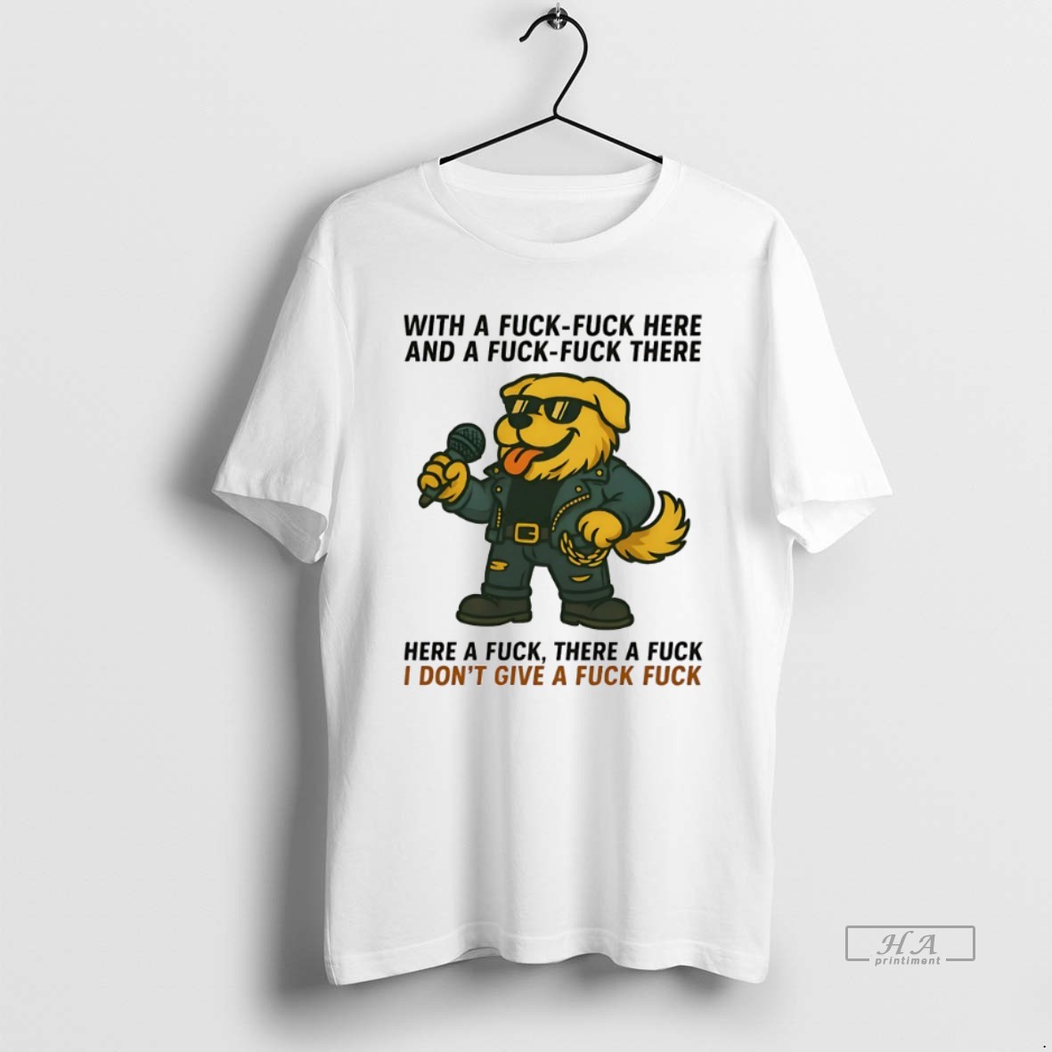 Official Golden Retriever With A Fuck Fuck Here And A Fuck Fuck There T Shirt