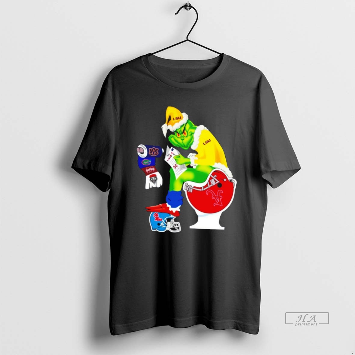 Official Grinch Lsu Toilet Alabama Crimson Tide Helmet Ole Miss Rebels Shirt
