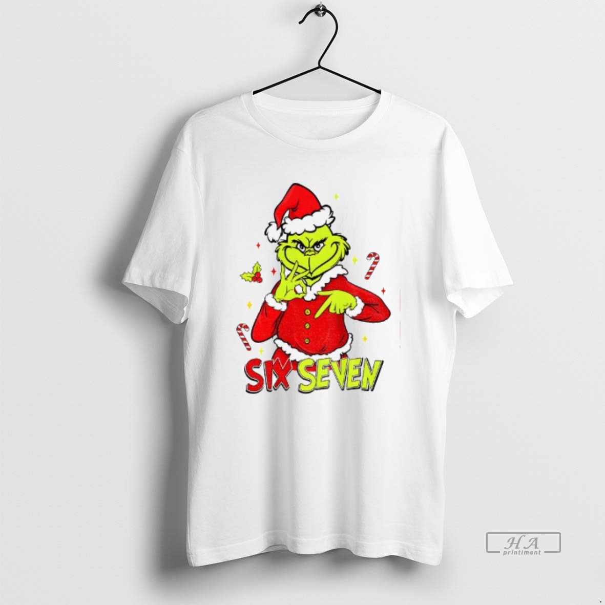 Official Grinch Santa 6 7 Six Seven Meme Christmas Mean Guy Shirt