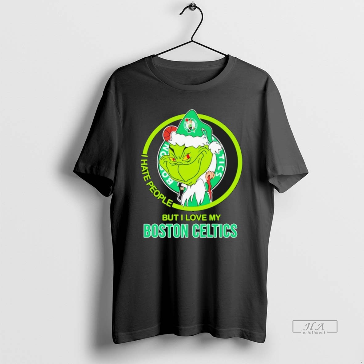 Official Grinch I Hate People But I Love My Boston Celtics Shirt