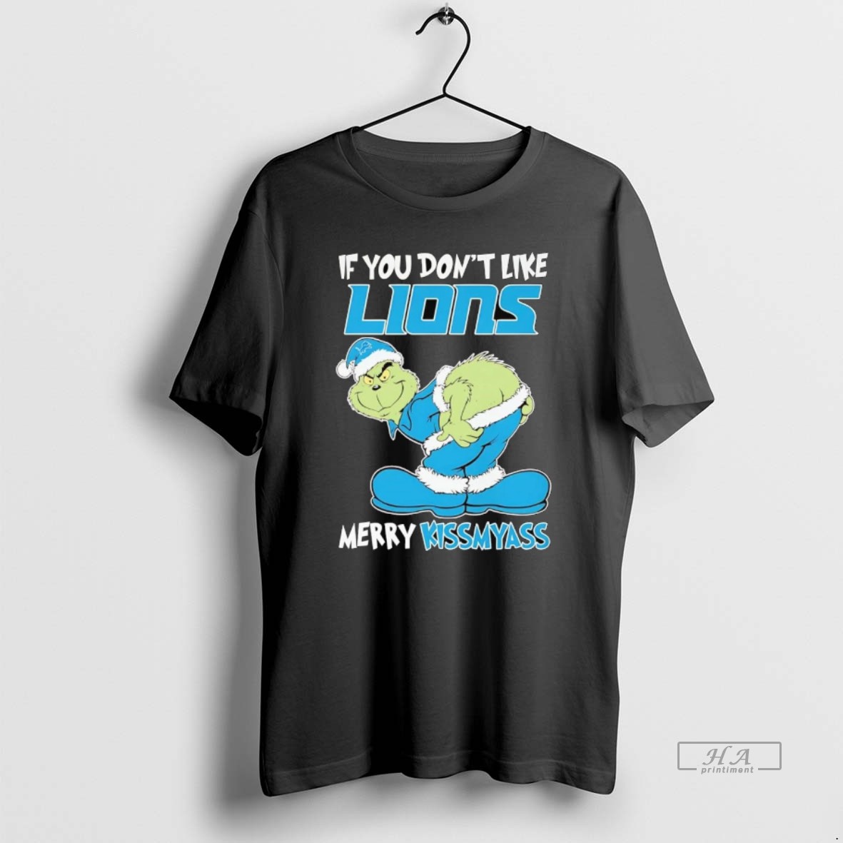 Official Grinch If You Dont Like Lions Merry Kiss My Ass Christmas Shirt