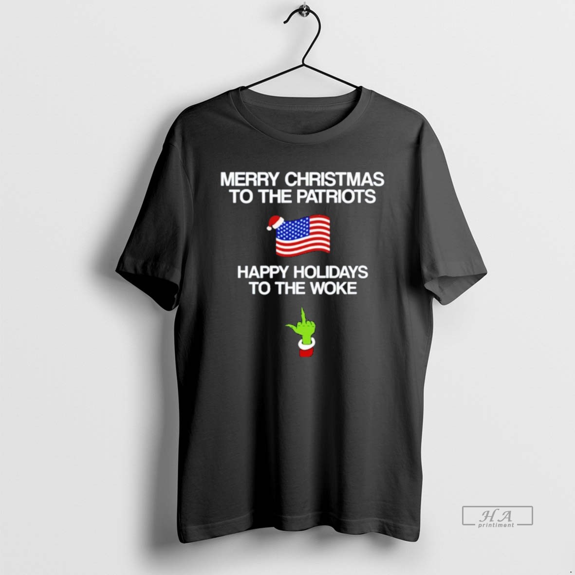 Official Grinch Middle Finger Merry Christmas To The Patriots Happy Holidays To The Woke Shirt
