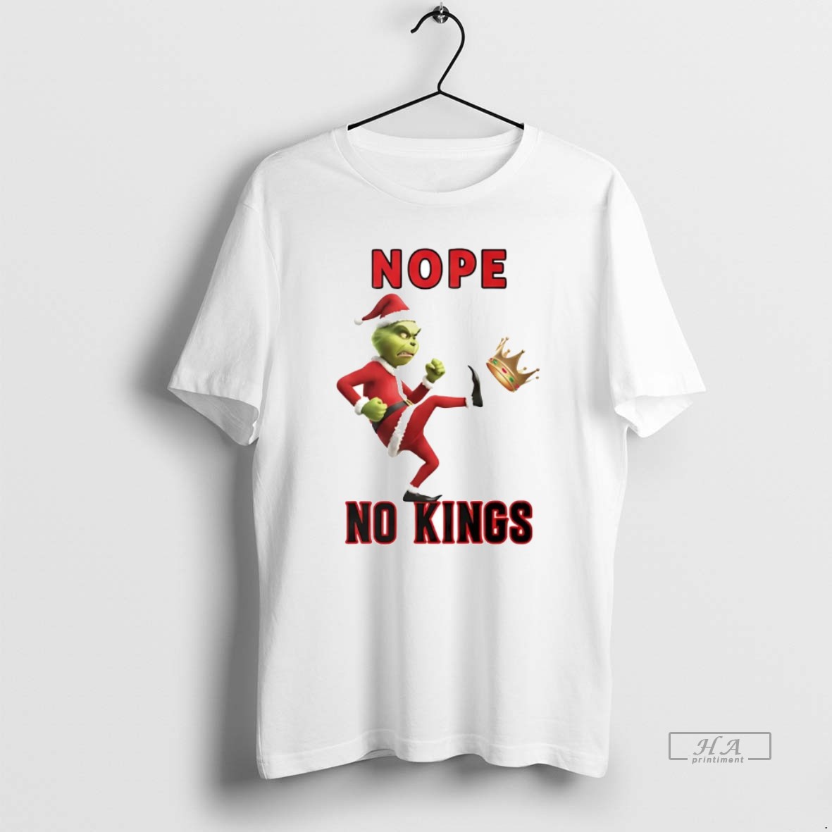 Official Grinch Nope No Kings Christmas Shirt