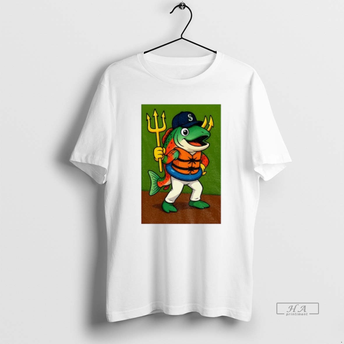 Official Humpy Salmon Holding Trident Seattle Mariners Mlb Baseball 2025 Funny Meme Shirt