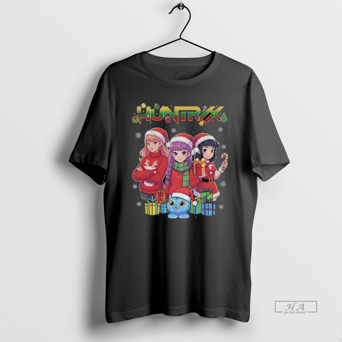 Official Huntrix Kpop Demon Hunters Derpy Tiger Merry Christmas Shirt