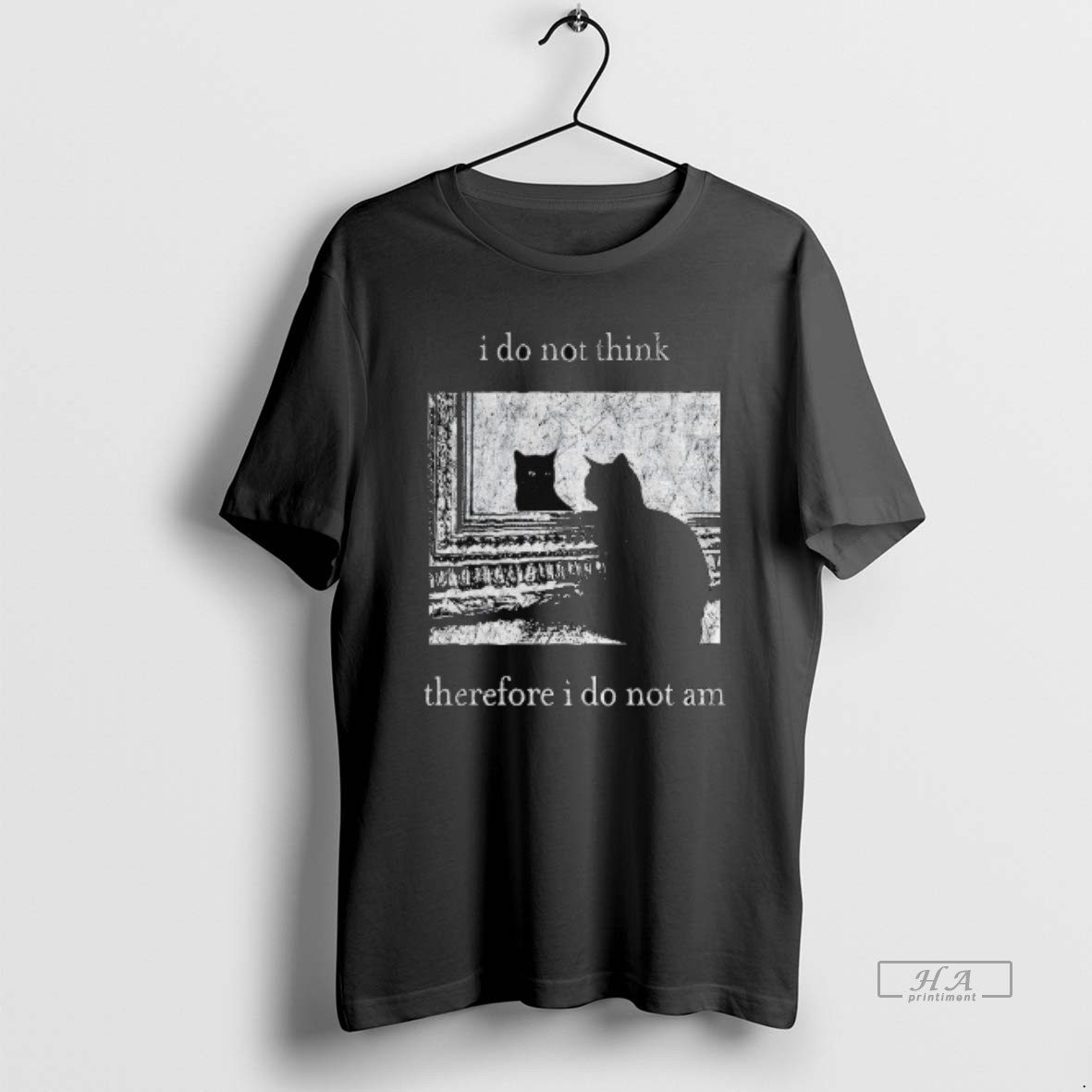 Official I Do Not Think Therefore I Do Not Am Vintage Black Cat Shirt