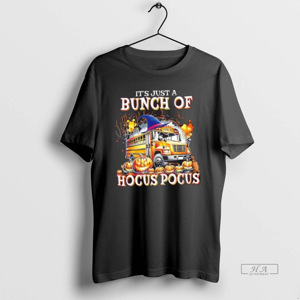 Official Its Just A Bunch Of Hocus Pocus School Bus Halloween Shirt