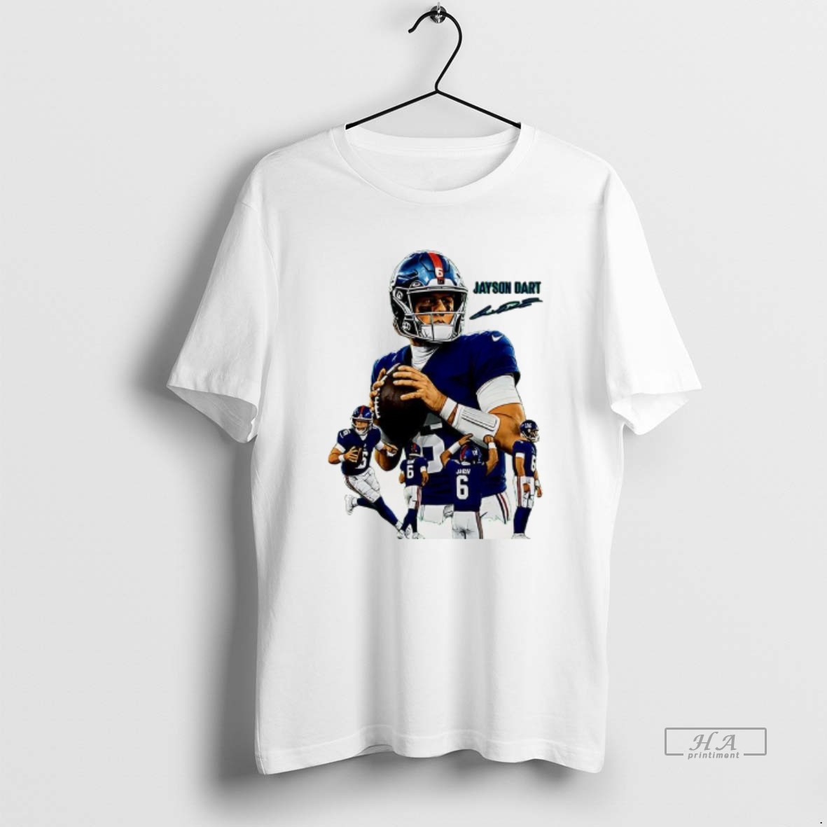Official Jaxson Dart New York Giants Nfl Football Signature T Shirt