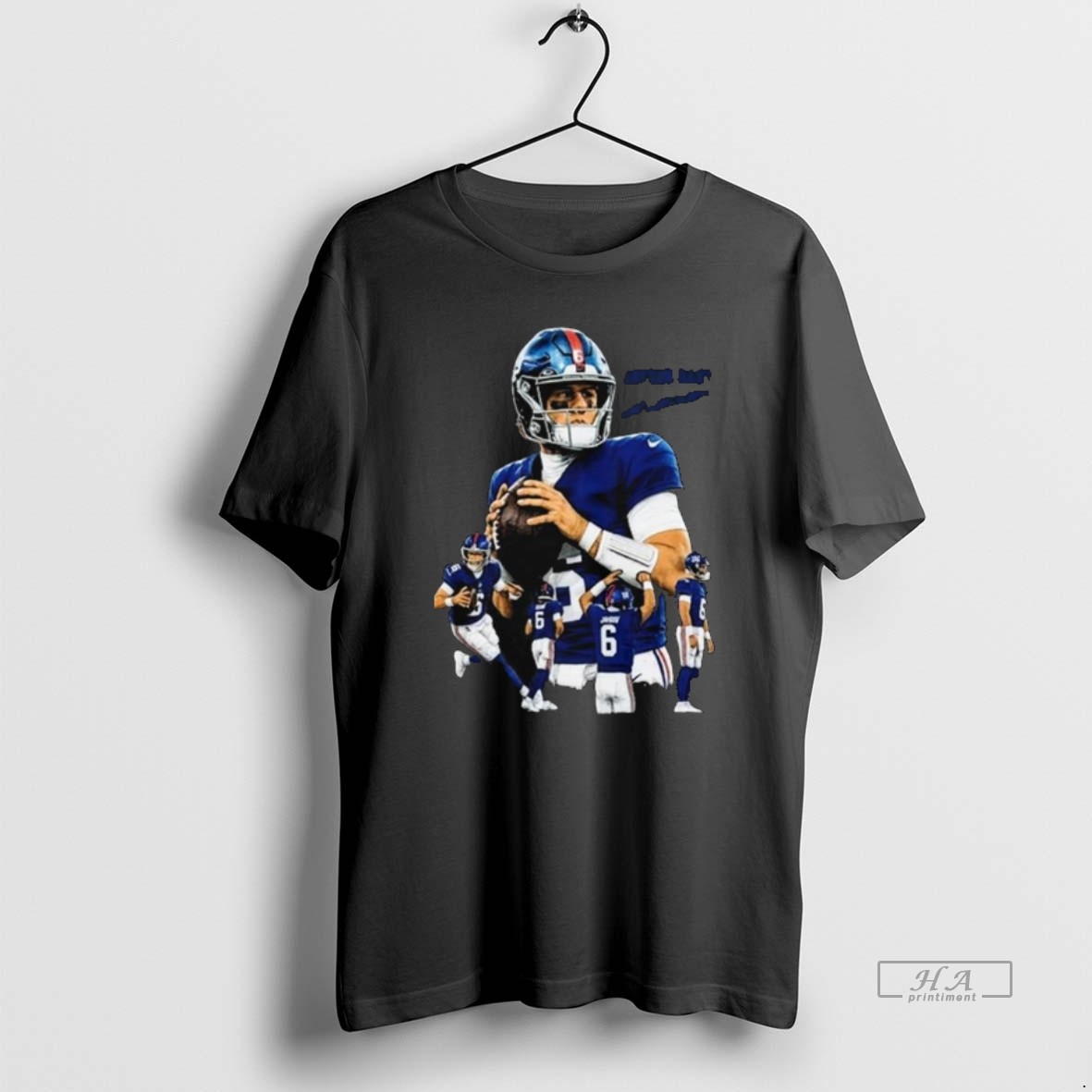 Official Jaxson Dart The Arrival New York Giants Nfl Football Signature Graphic Long Sleve Shirt