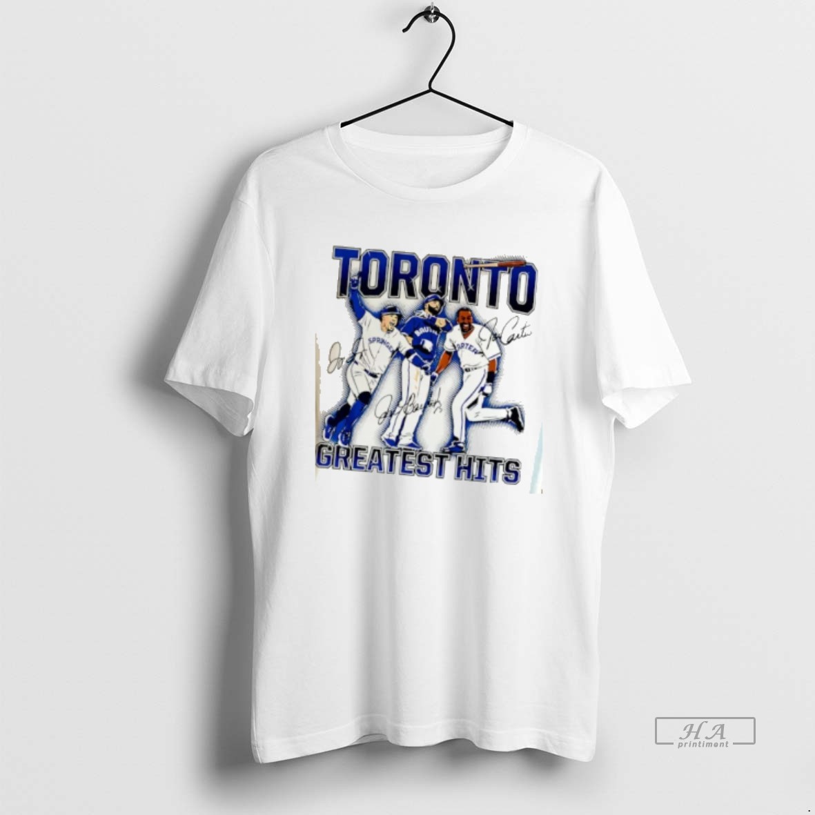 Official Joe Carter Jose Bautista And George Springer Torontos Greatest Hits Toronto Blue Jays Shirt