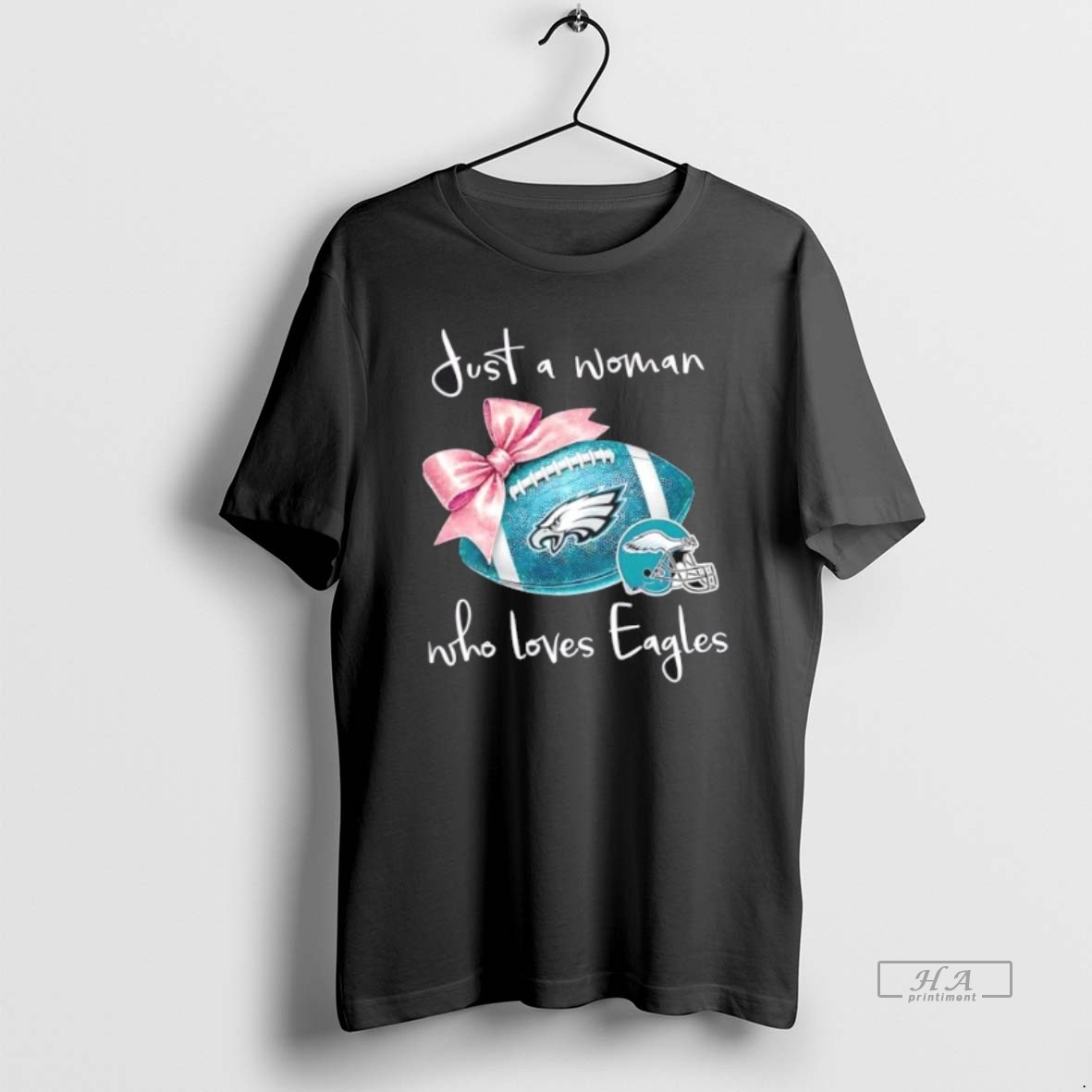 Official Just A Woman Who Loves Philadelphia Eagles Football Helmet Shirt