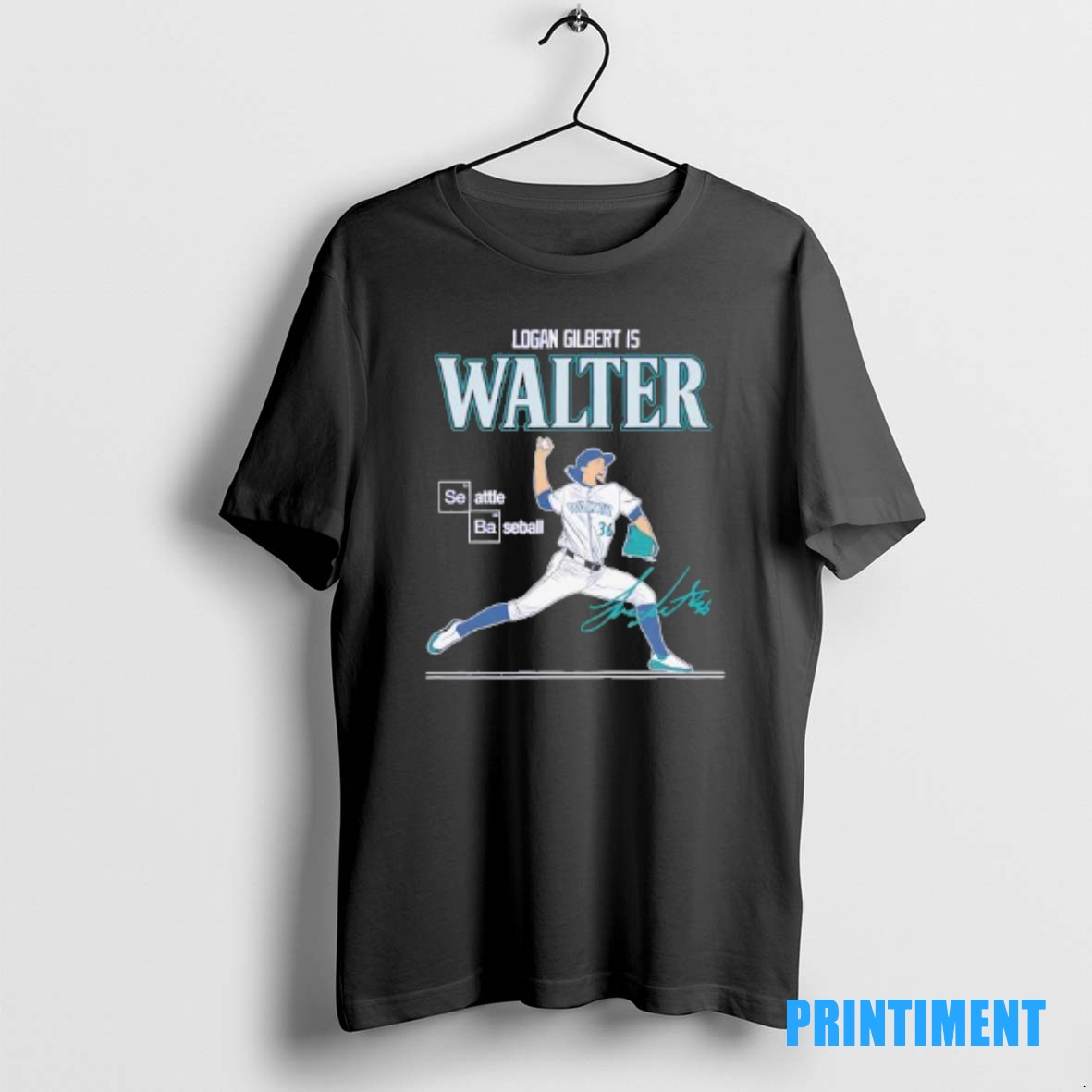 Official Logan Gilbert Is Walter Seattle Mariners Mlb 2025 Baseball Signature Tee Sweater Hoodie
