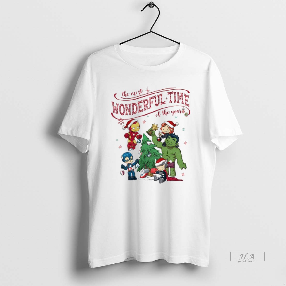 Official Marvel Avengers Group The Most Wonderful Time Of The Year Christmas T Shirt
