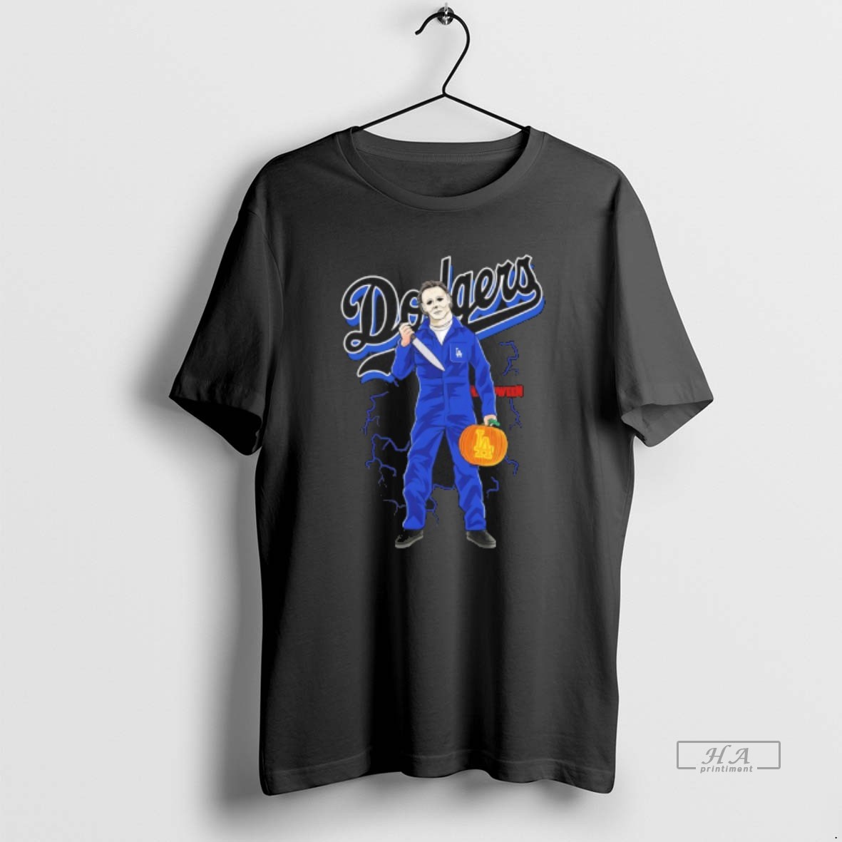 Official Michael Myers Halloween Pumpkin X Los Angeles Dodgers Shirt