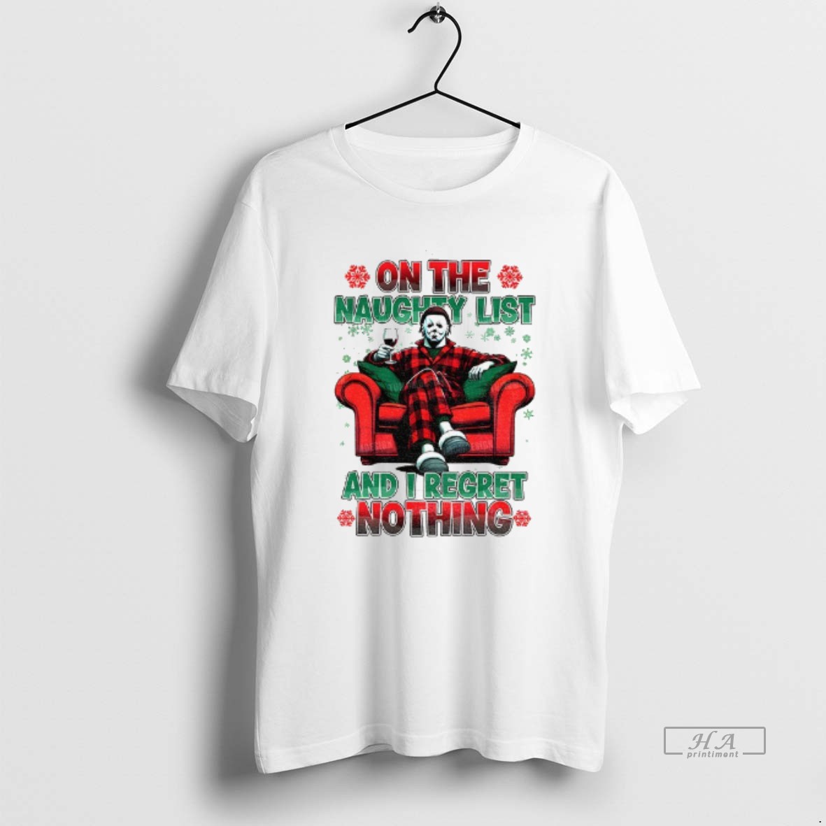 Official Michael Myers On The Naughty List And I Regret Nothing Christmas Shirt
