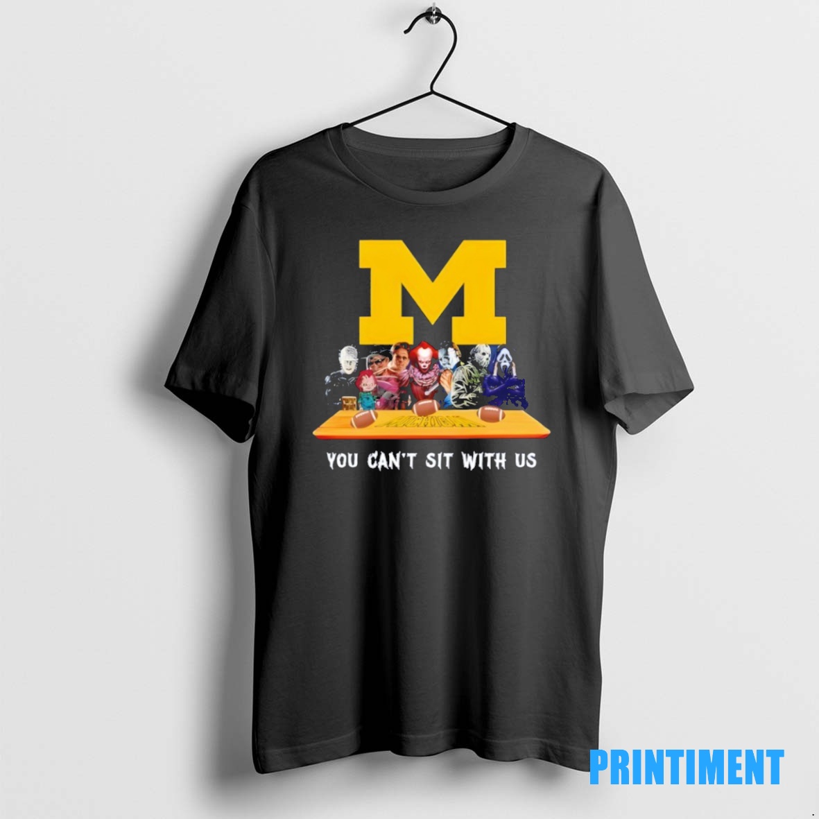 Official Michigan Wolverines Horror Movie Characters You Cant Sit With Us Halloween Tee Sweater Hoodie