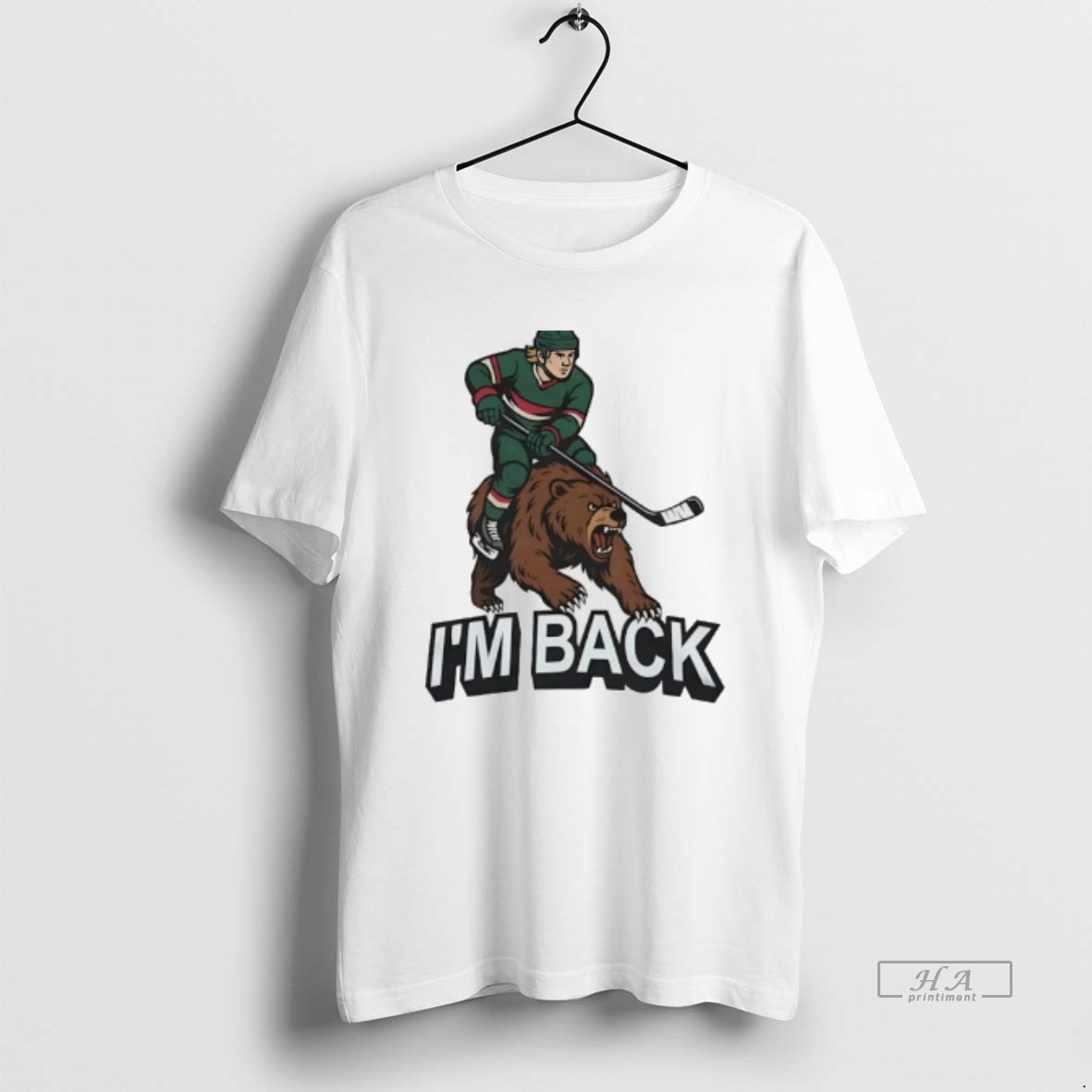 Official Minnesota Wild Hockey Player And Bear Im Back T Shirt