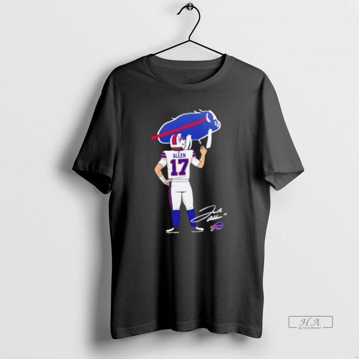 Official New Era Blue Buffalo Bills Josh Allen Billustration 2 Sided Shirt