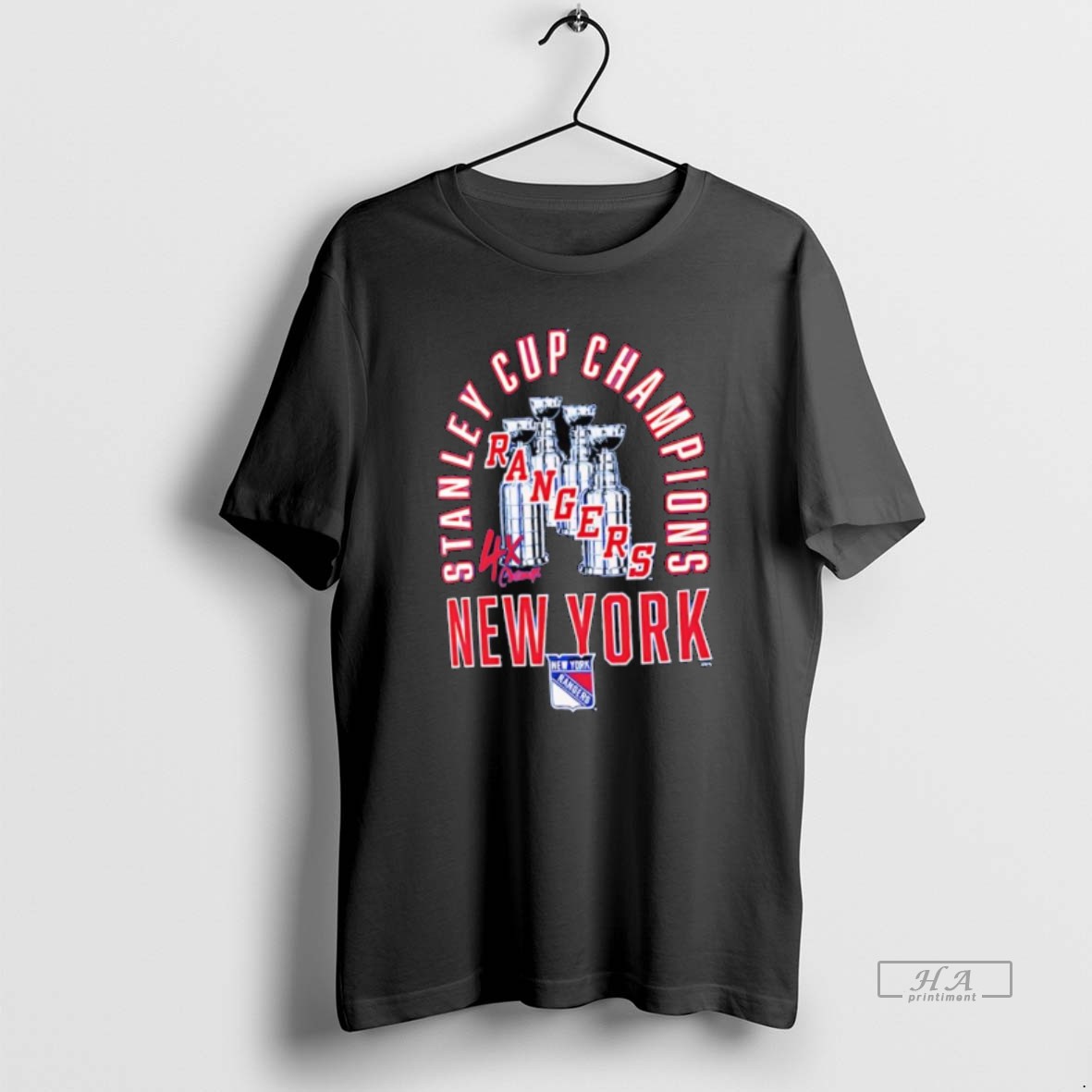 Official New York Rangers Fanatics Blue 4x Stanley Cup Champions Shirt