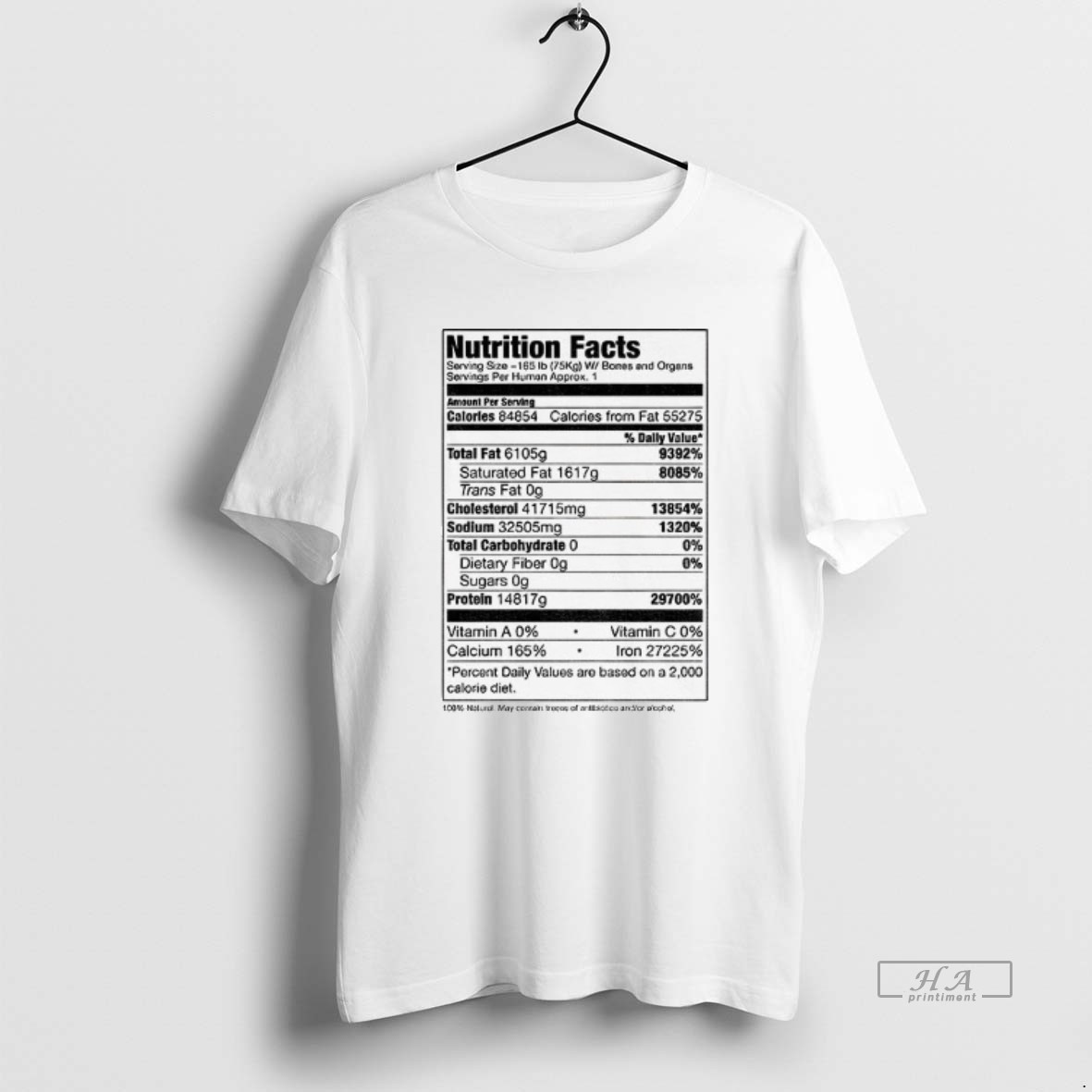 Official Nutrition Facts Amount Per Serving Calories Total Fat Cholesterol Sodium Total Carbohydrate Shirt