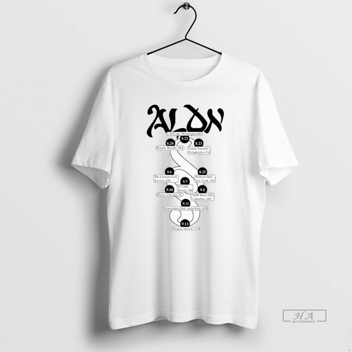 Official Pack Records Aldn Strung Tour T Shirt