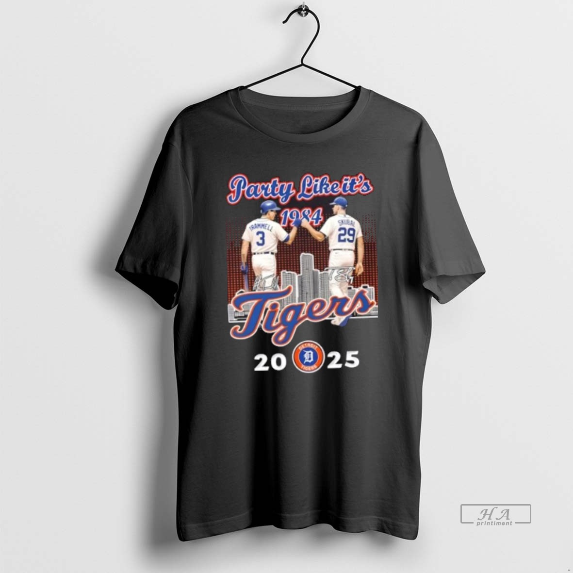 Official Party Like Its 1984 Detroit Tigers Trammell X Skubal 2025 Skyline Shirt