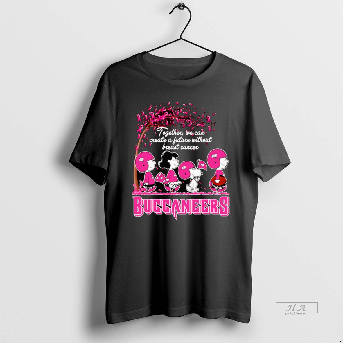Official Peanuts Together We Can Create A Future Without Breast Cancer Buccaneers T Shirt