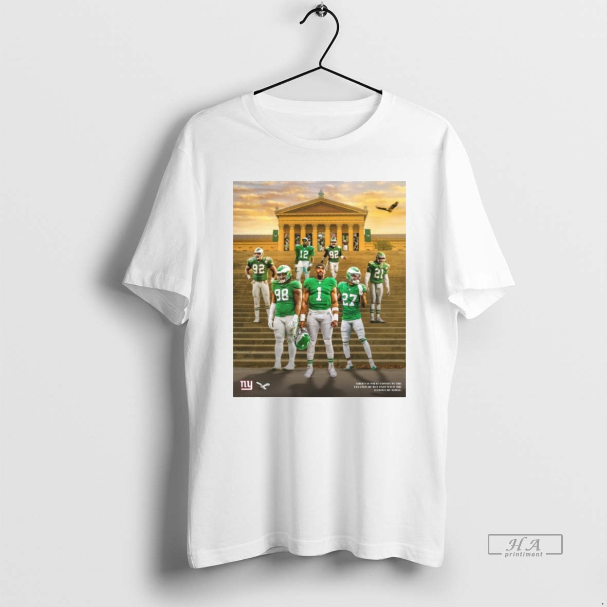 Official Philadelphia Eagles Vs New York Giants Green Is What Connects The Legends Of The Past With The Heroes Of Today Shirt