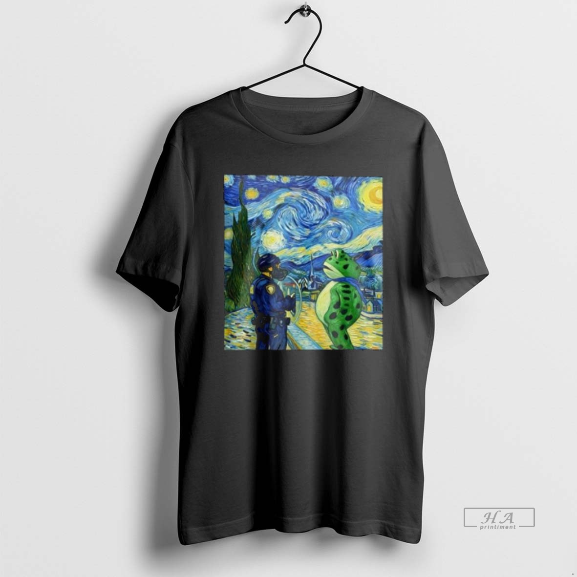 Official Portland Frog Starry Night Van Gogh Long Sleve T Shirt