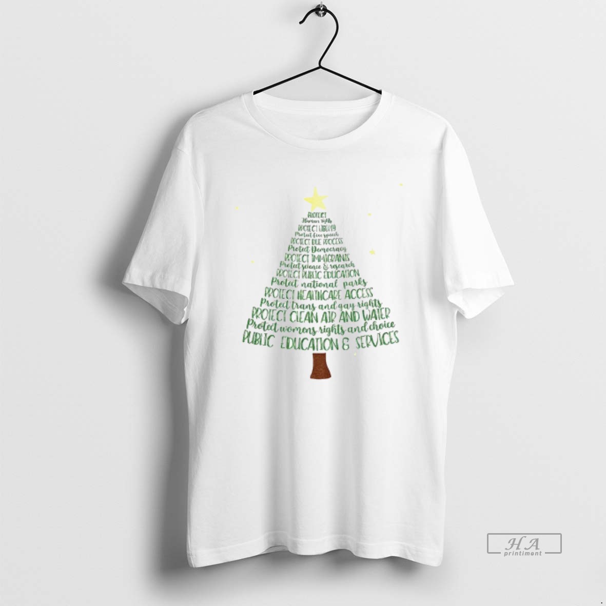Official Protect Democracy Christmas Tree Anti Trump Fascism Shirt