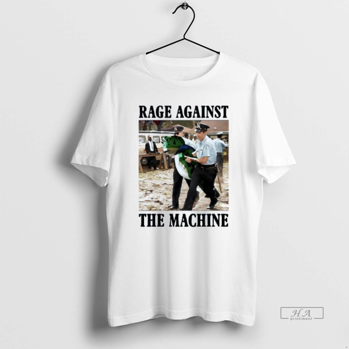 Official Rage Against The Machine Portland Frog Protest Meme Mens White Tee T Shirt