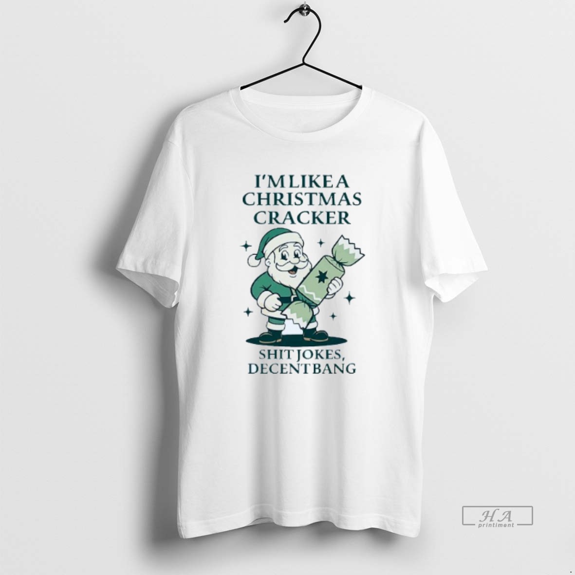 Official Santa Im Like A Christmas Cracker Shit Jokes Decent Bang Mens White Tee T Shirt