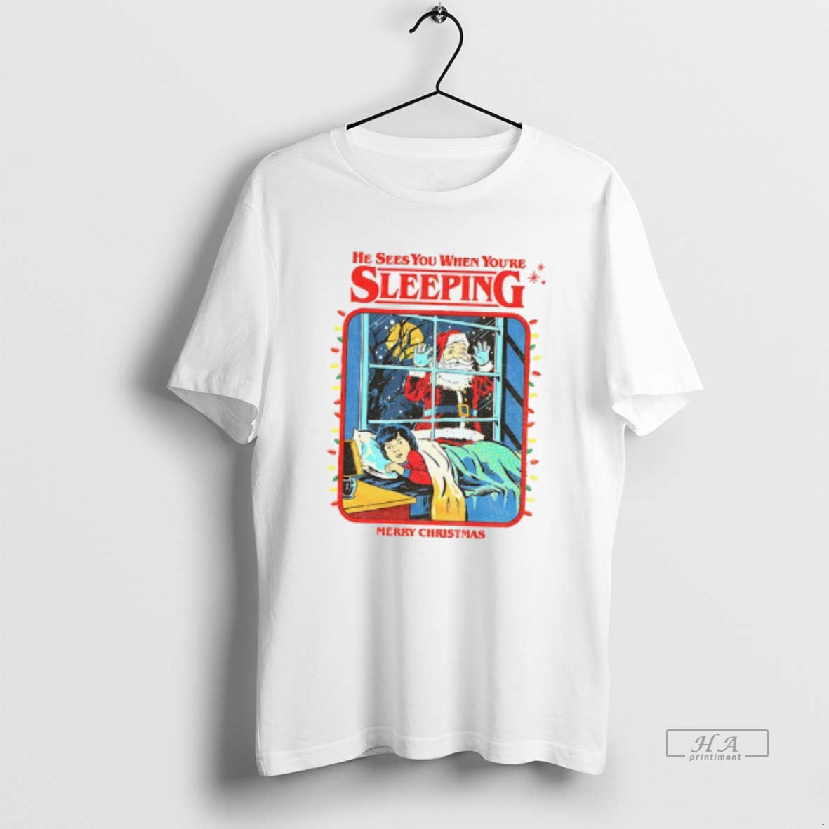 Official Santa He Sees You When Youre Sleeping Merry Christmas Shirt