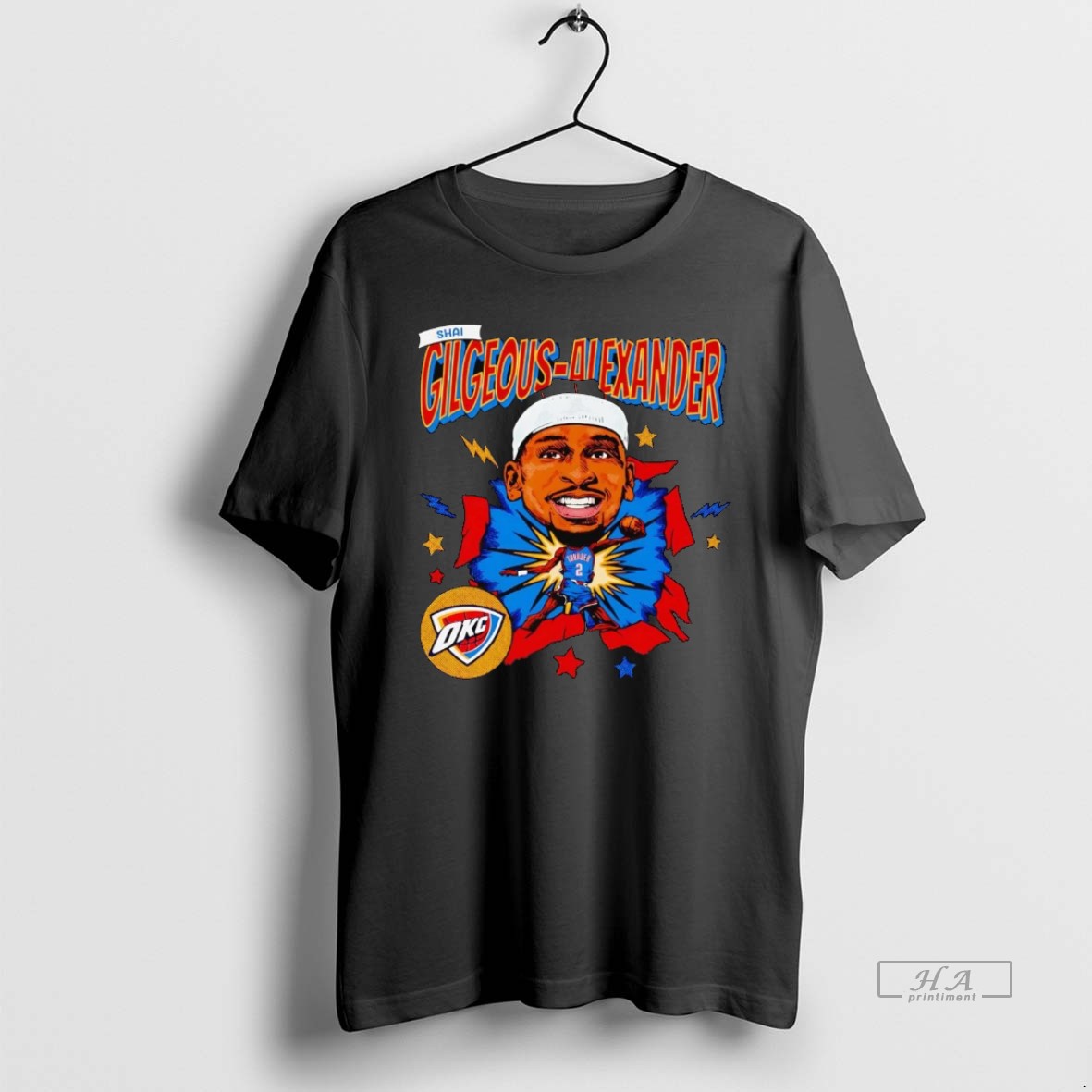 Official Shai Gilgeous Alexander Big Head Caricature Oklahoma City Thunder Shirt