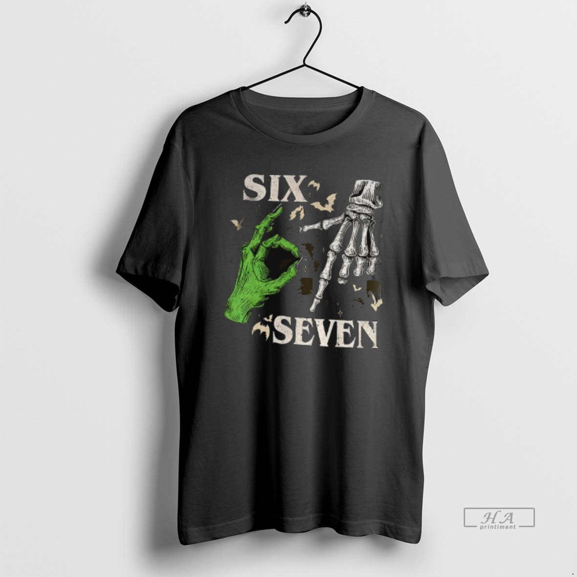 Official Six Seven 6 7 Witch Skeleton Hands Viral Internet Meme Humor Shirt