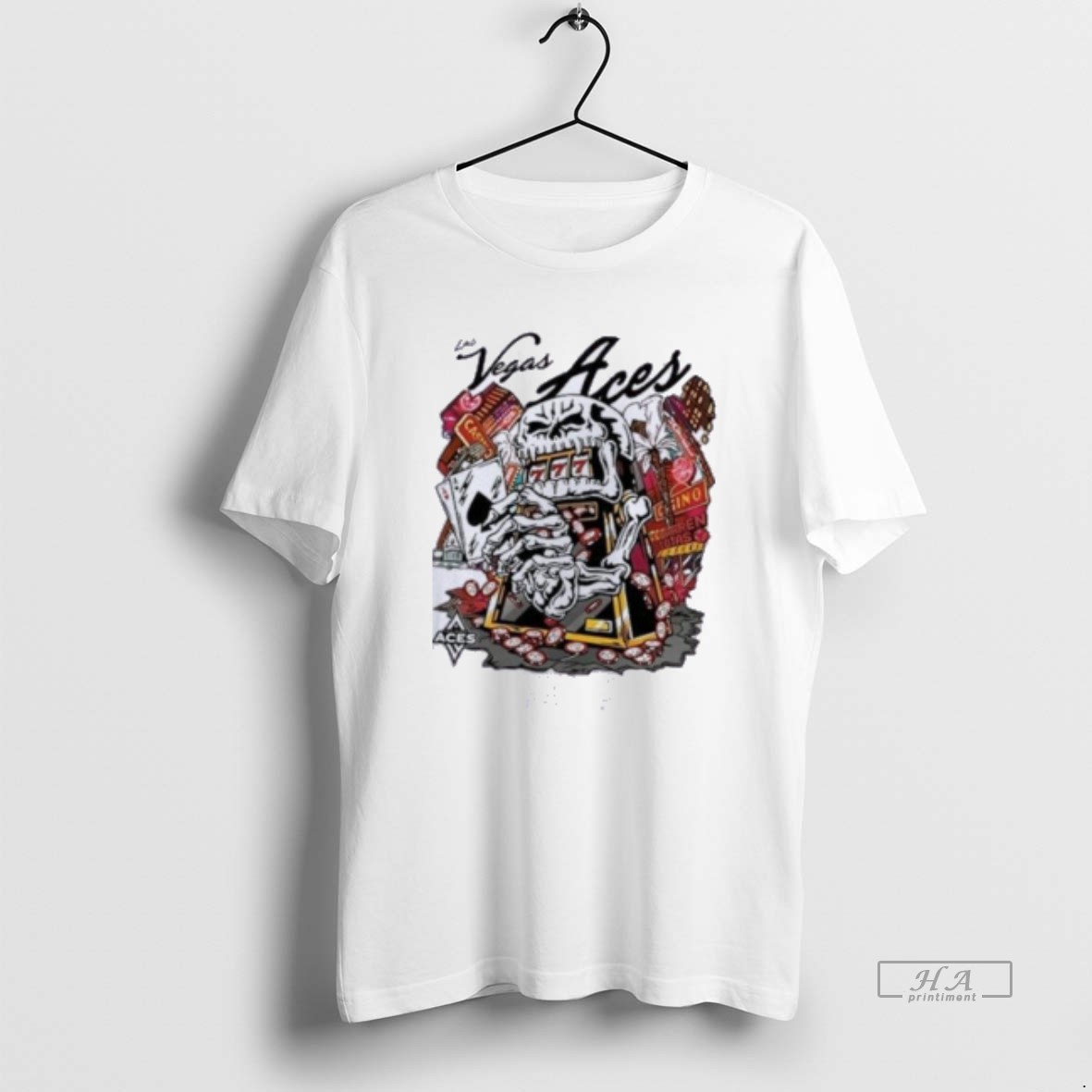 Official Skull Aces Slot Machine Champion Aja Wilson Las Vegas Aces Warren Lotas T Shirt