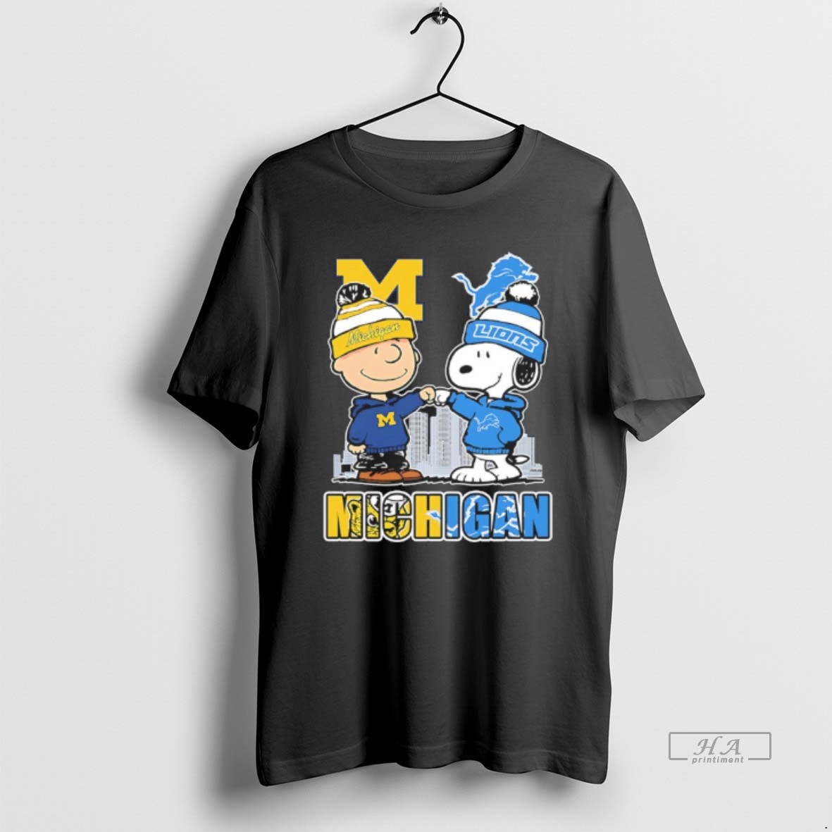 Official Snoopy And Charlie Brown X Michigan Sports Lions And Wolverines Shirt