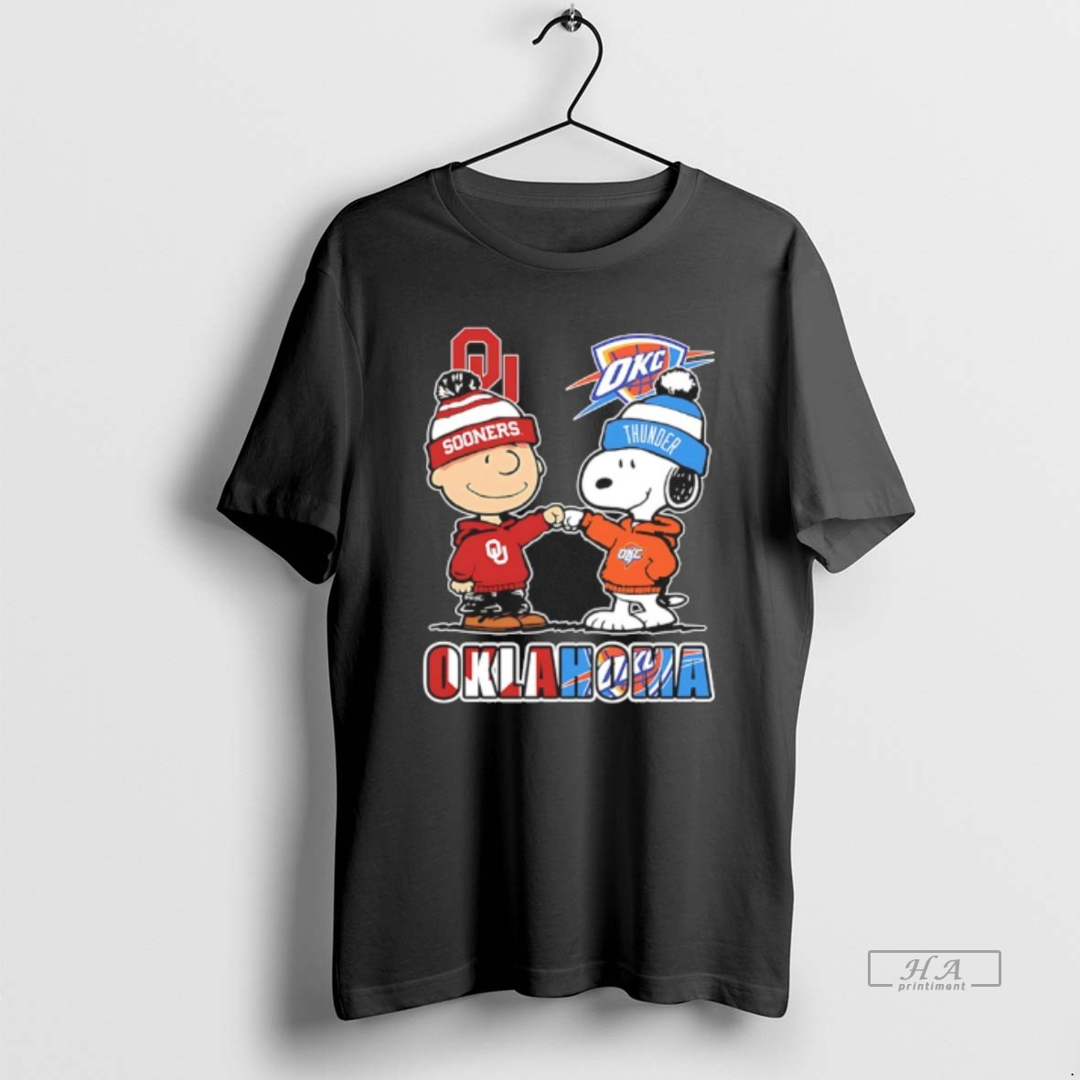 Official Snoopy And Charlie Brown X Oklahoma Sports Thunder And Sooners Shirt
