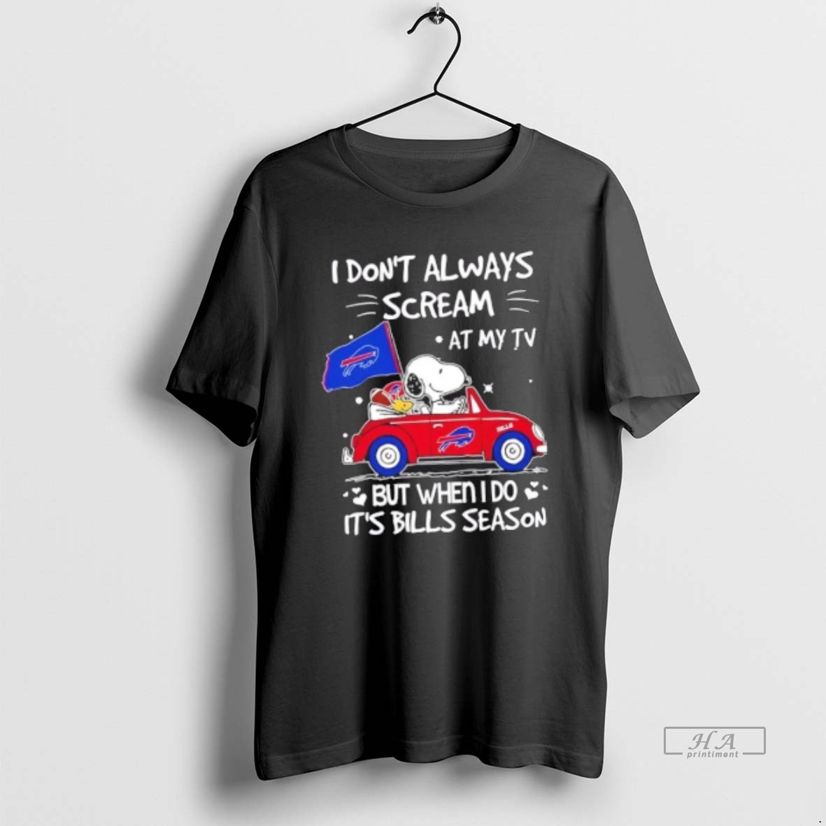 Official Snoopy Driving Car I Dont Always Scream At My Tv But When I Do Its Bills Season Shirt