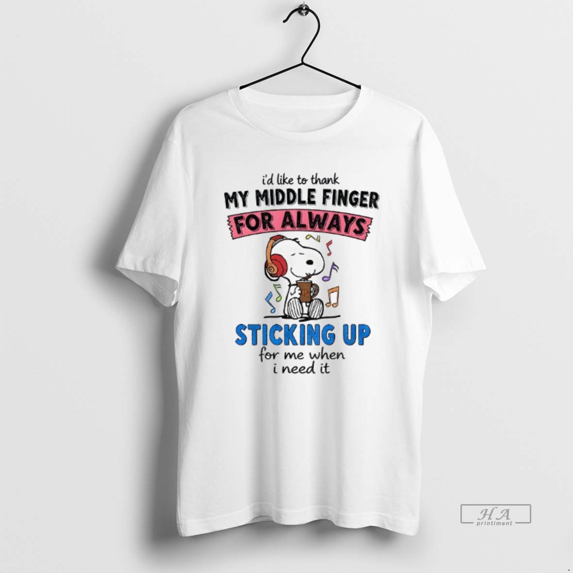 Official Snoopy Music Id Like To Thank My Middle Finger For Always Sticking Up For Me When I Need It Shirt
