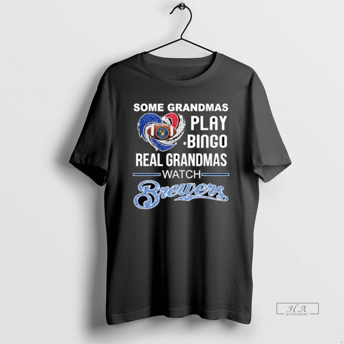 Official Some Grandmas Play Bingo Real Grandmas Watch Milwaukee Brewers Diamond Heart Shirt