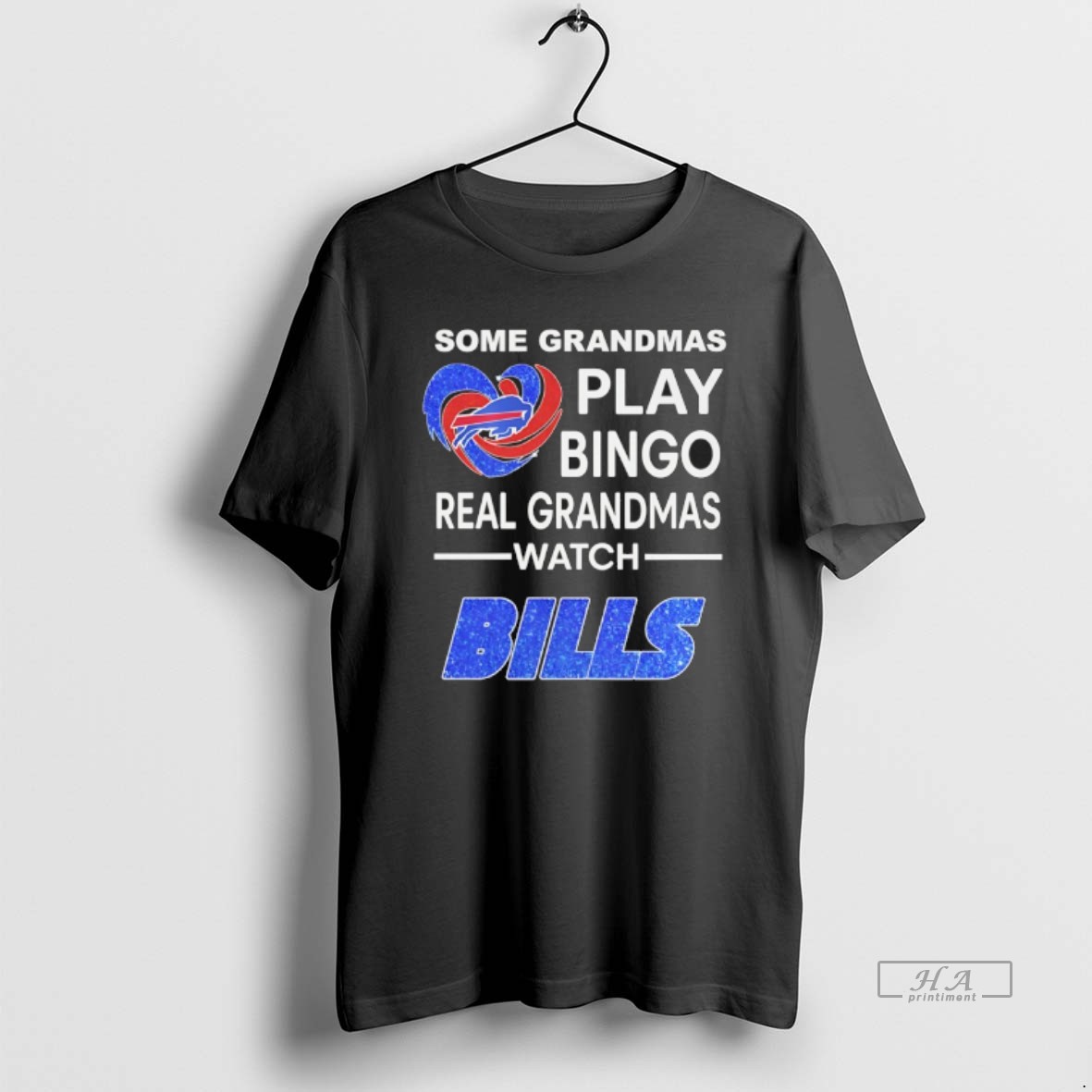 Official Some Grandmas Play Bingo Real Grandmas Watch Buffalo Bills Diamond Heart T Shirt