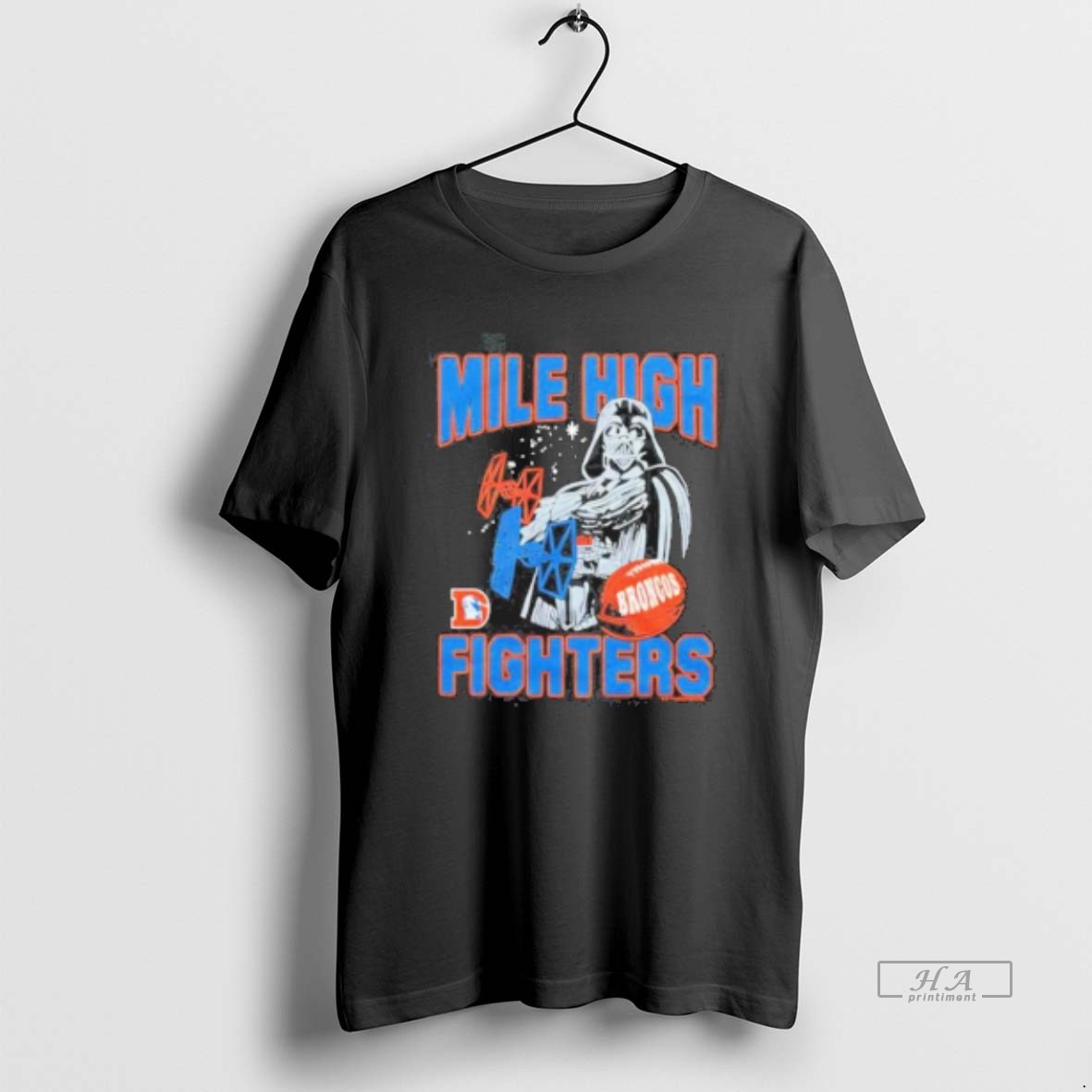 Official Star Wars X Denver Broncos Dark Side Mile High Fighters T Shirt