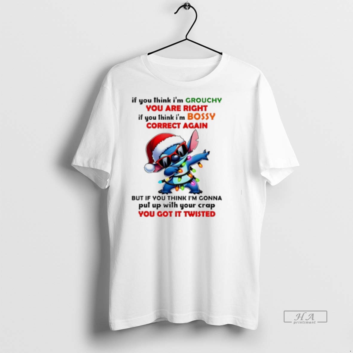 Official Stitch Christmas Light If You Think Im Grouchy You Are Right If You Think Im Bossy Correct Again Shirt Hoodie