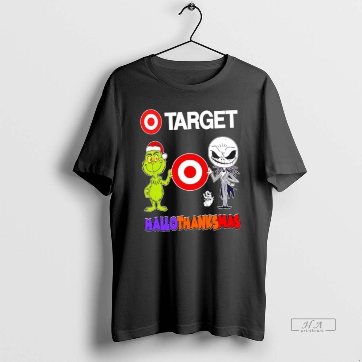 Official Target X Grinch And Jack Skellington Friends Fist Bump Happy Hallothanksmas Shirt