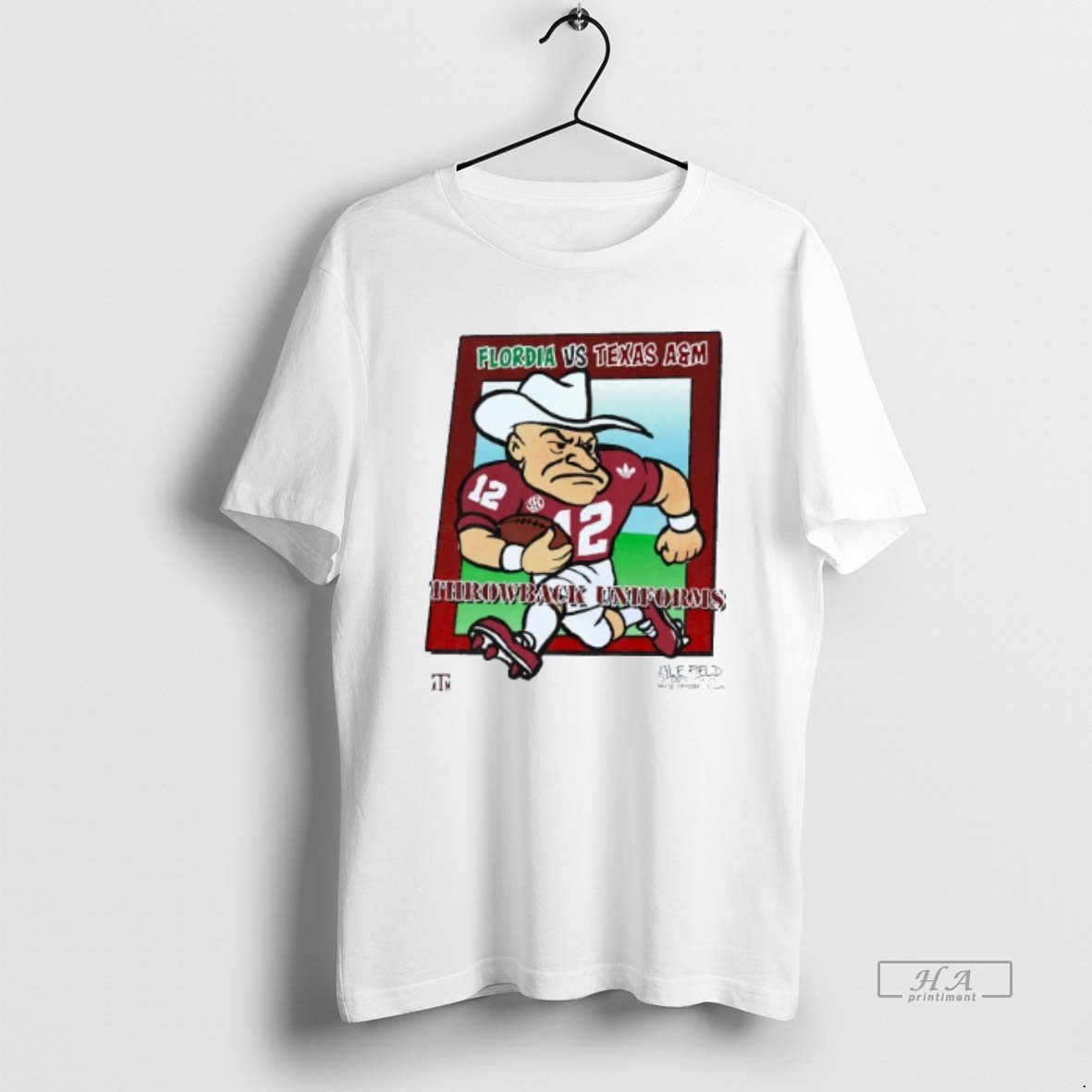 Official Texas Am Aggies Vs Florida Gators Throwback Uniforms Mascot Reveille Mens White Tee T Shirt