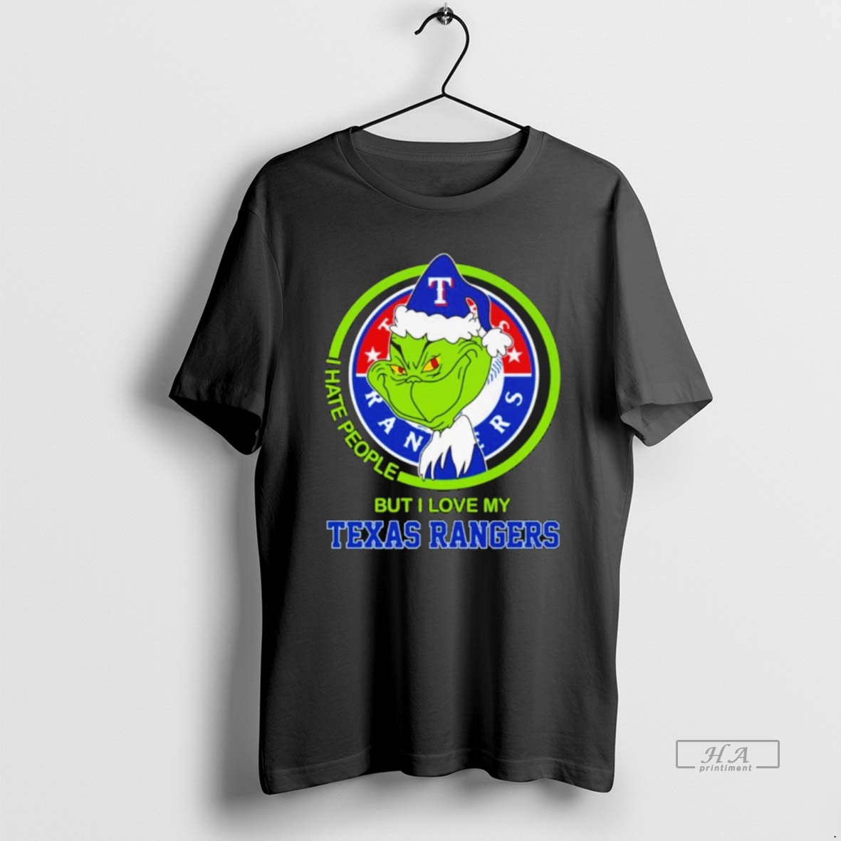 Official The Grinch I Hate People But I Love My Texas Rangers Shirt