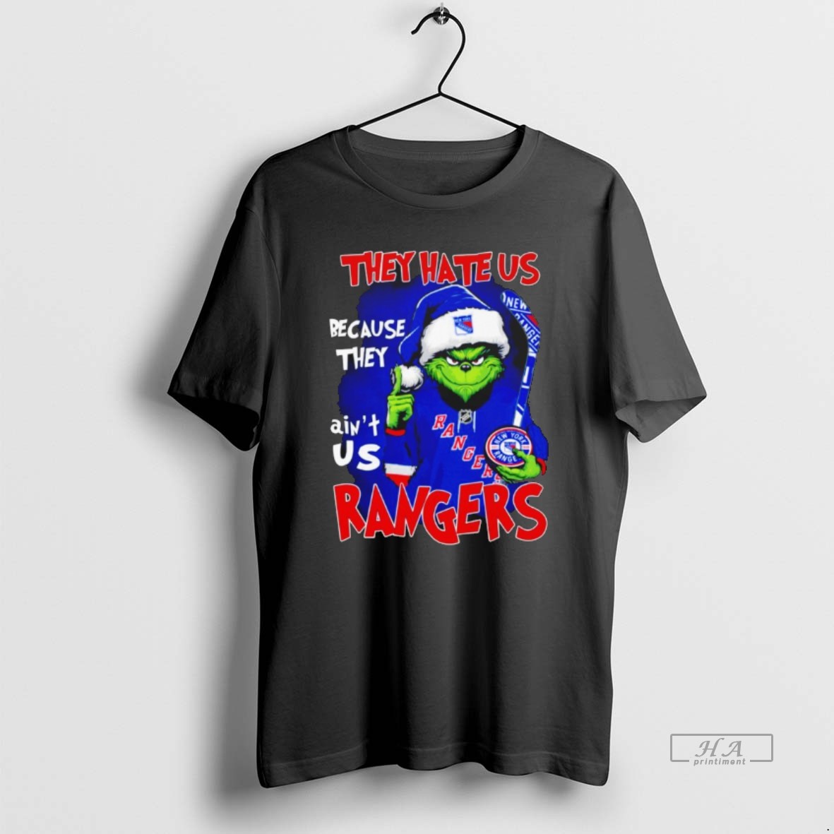 Official The Grinch They Hate Us Because They Aint Us New York Rangers Christmas Shirt