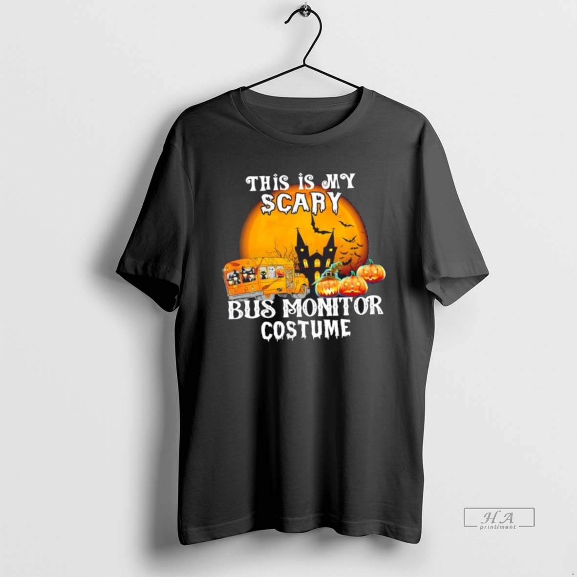 Official This Is My Scary Bus Monitor Costume School Bus Pumpkins Halloween Shirt