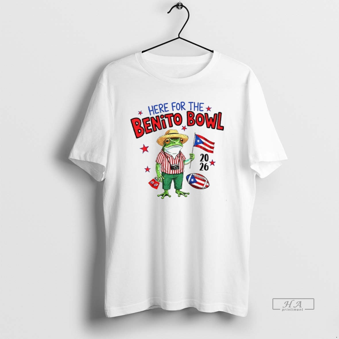 Official Trendy Bad Bunny Super Bowl Halftime Here For The Benito Bowl Nfl 2026 Cartoon Tee Shirt